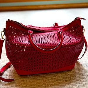 Brick red Italian leather purse.